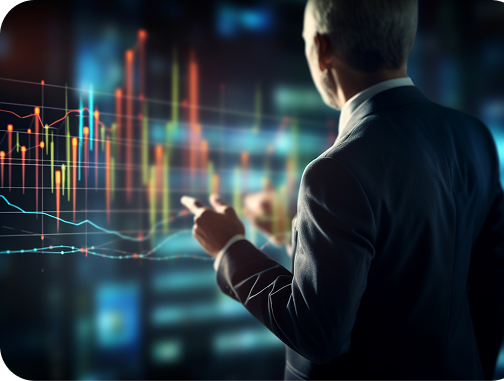 Businessman analyzing financial charts