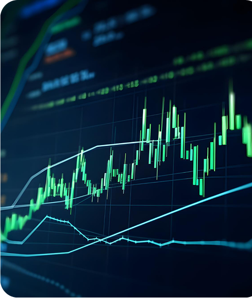 Colorful financial charts on a desktop monitor
