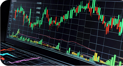 Colorful financial charts on a desktop monitor